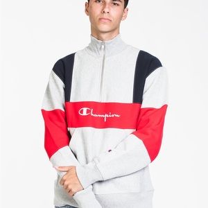 PRE-OWNED LIKE NEW MENS COLOR-BLOCK CHAMPION REVERSE WEAVE 1/4 ZIP PULLOVER MED